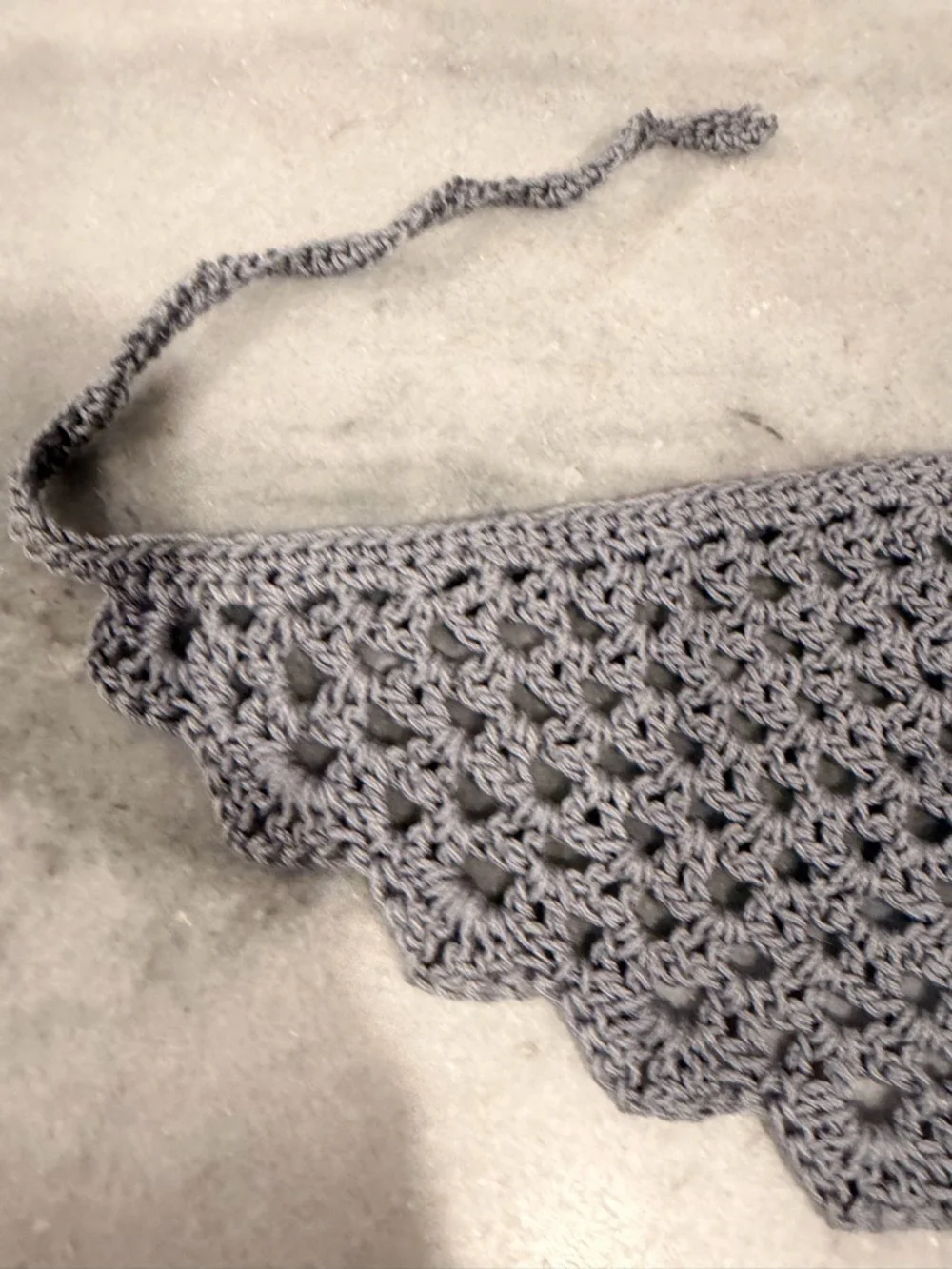 Handmade Crochet Kerchief Head Scarf Cotton Boho Triangle Wrap Fest Cottagecore